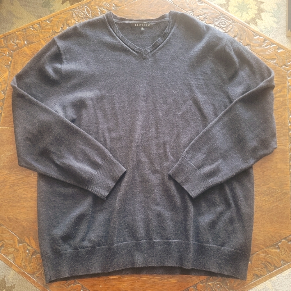 Britches Men's Merino Wool V-neck Sweater Size 2XL